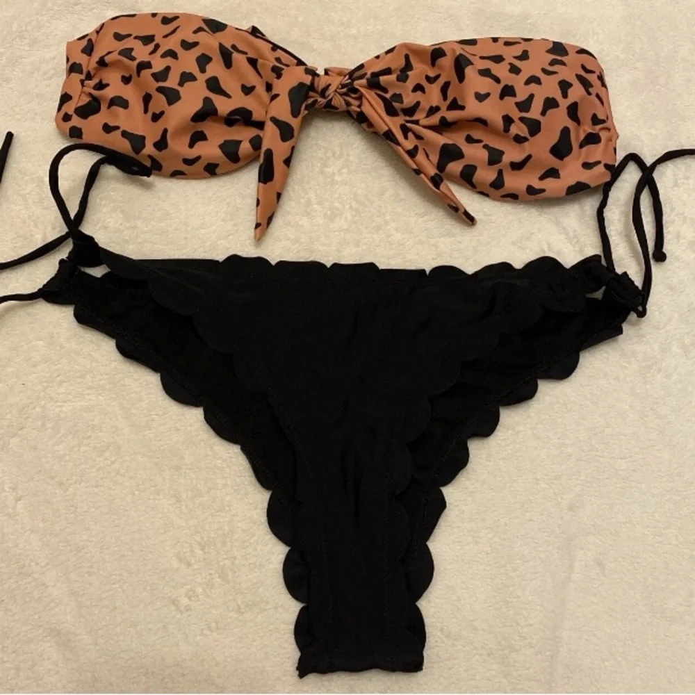 SHEIN Brown and Black Animal Print Bikini Set